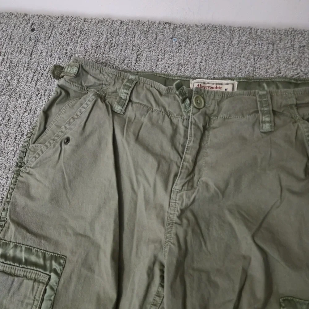 VTG Abercrombie & Fitch Pants Men M Green Baggy Paratrooper Cargo Rugged Y2K